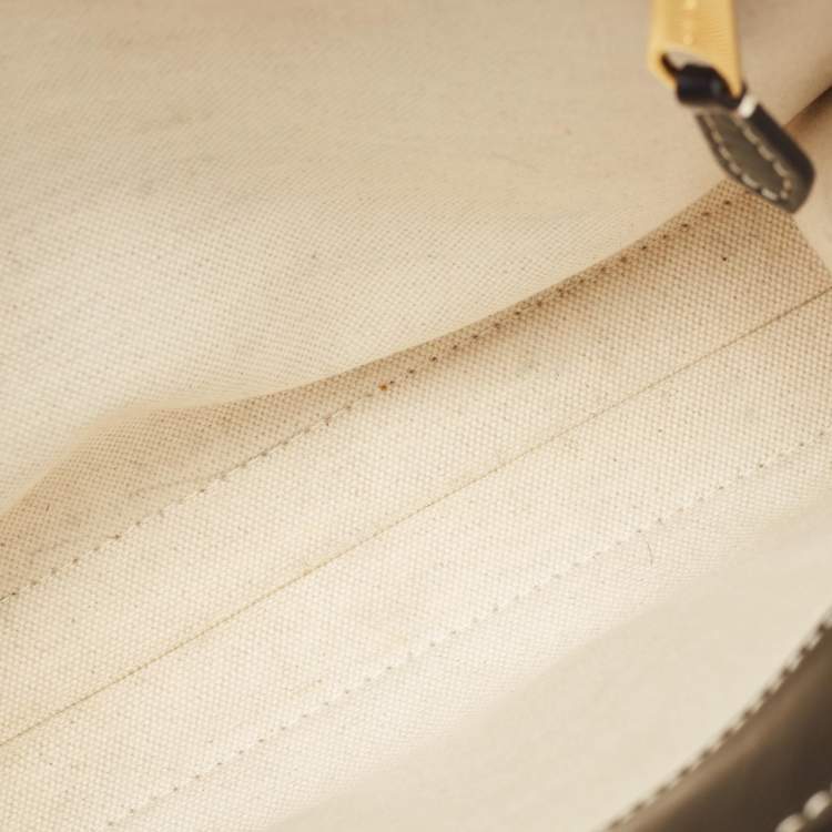 Pre Owned Burberry Black/Grey Leather and Canvas Mini Pocket Tote
