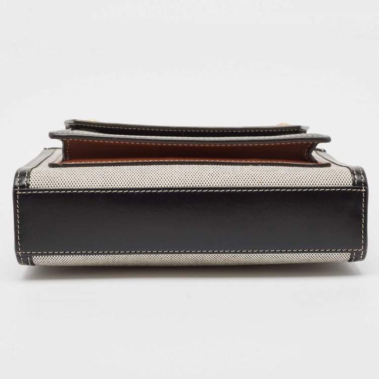Pre Owned Burberry Black/Grey Leather and Canvas Mini Pocket Tote