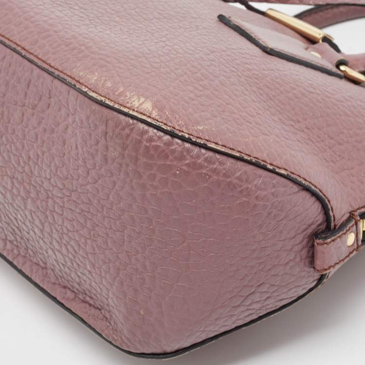 Pre Owned Burberry Lilac Pebbled Leather Small Orchard Bowler Bag
