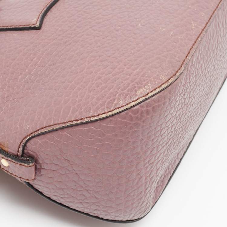 Pre Owned Burberry Lilac Pebbled Leather Small Orchard Bowler Bag