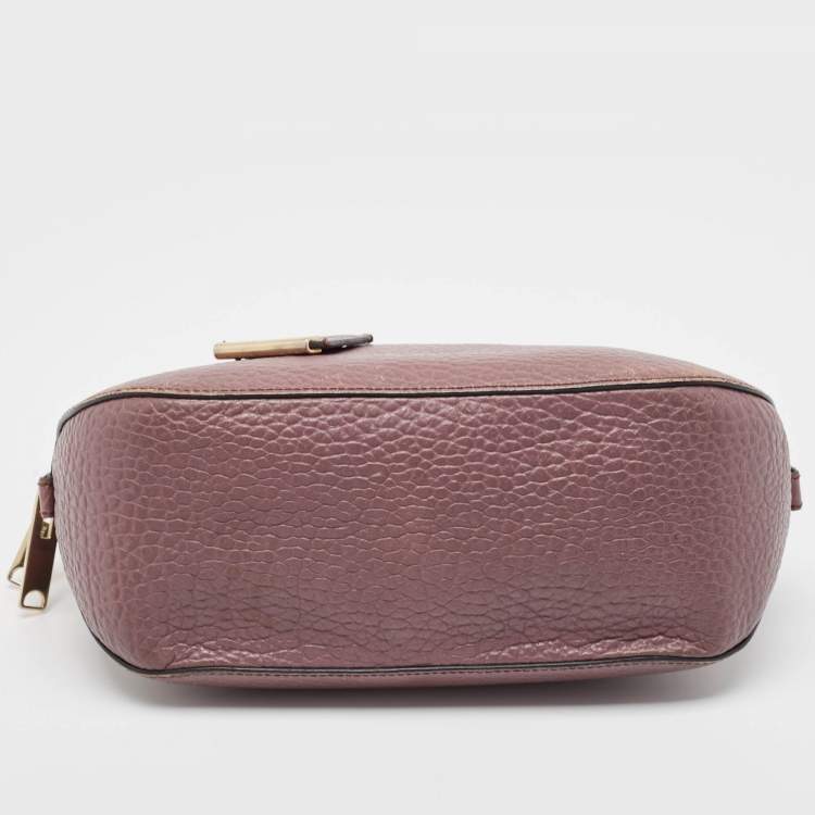 Pre Owned Burberry Lilac Pebbled Leather Small Orchard Bowler Bag