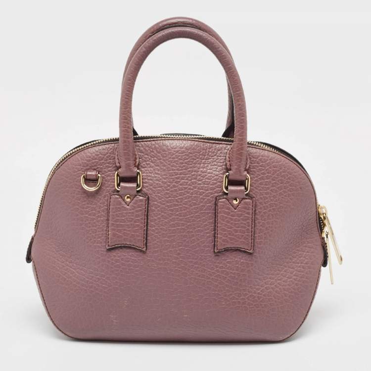 Pre Owned Burberry Lilac Pebbled Leather Small Orchard Bowler Bag