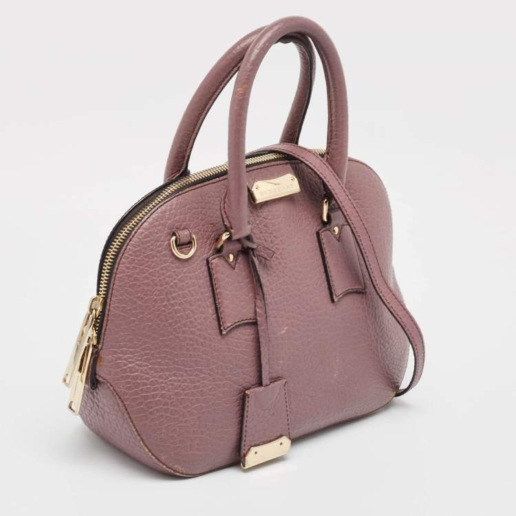 Pre Owned Burberry Lilac Pebbled Leather Small Orchard Bowler Bag