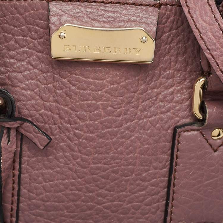 Pre Owned Burberry Lilac Pebbled Leather Small Orchard Bowler Bag