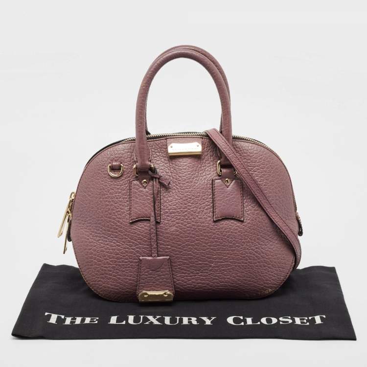 Pre Owned Burberry Lilac Pebbled Leather Small Orchard Bowler Bag