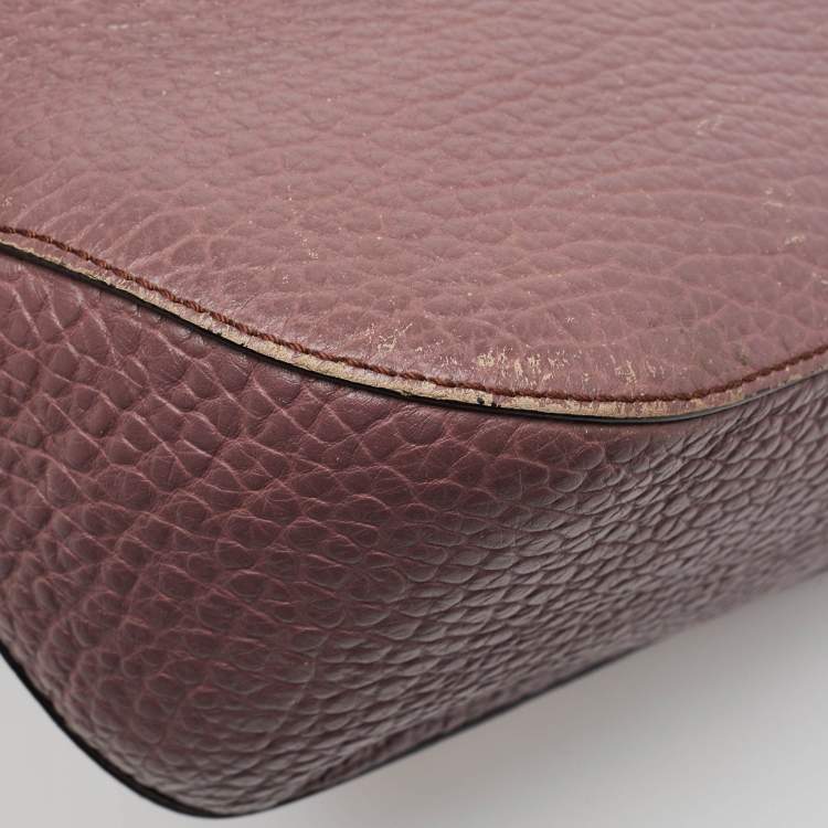 Pre Owned Burberry Lilac Pebbled Leather Small Orchard Bowler Bag