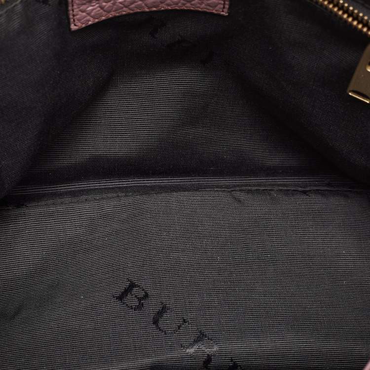 Pre Owned Burberry Lilac Pebbled Leather Small Orchard Bowler Bag