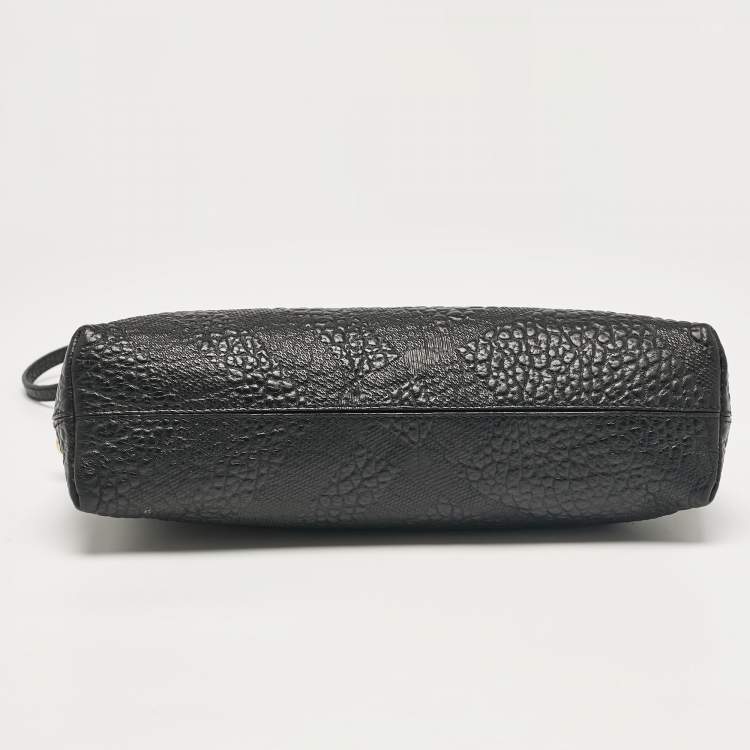 Pre Owned Burberry Black Embossed Check Leather Chichester Crossbody Bag