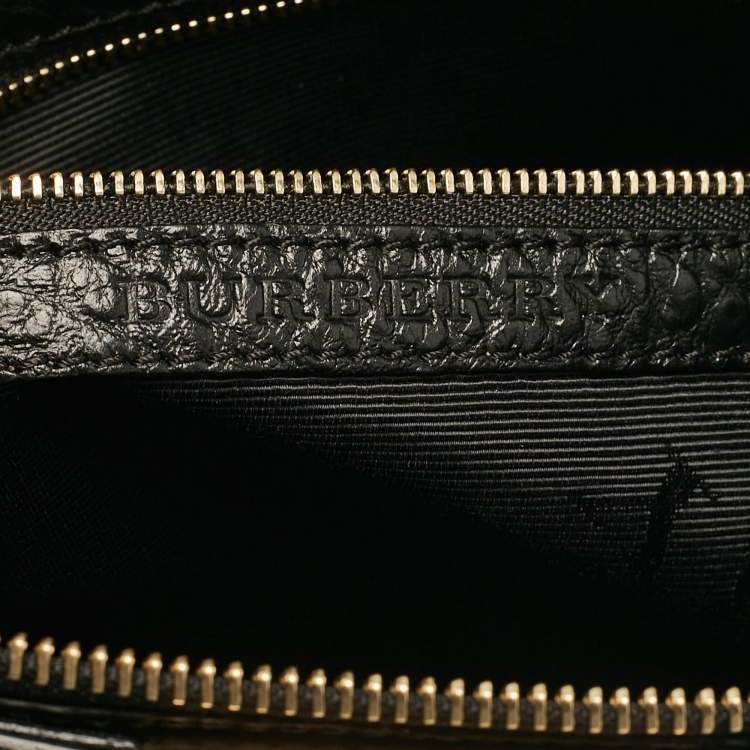 Pre Owned Burberry Black Embossed Check Leather Chichester Crossbody Bag