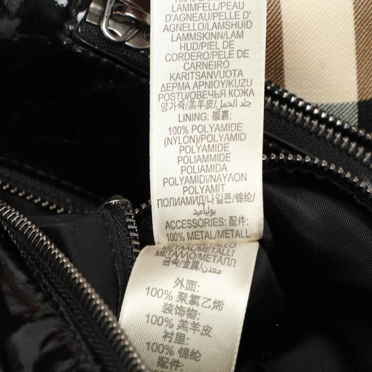 Pre Owned Burberry Beige/Black Nova Check PVC and Patent Leather Satchel