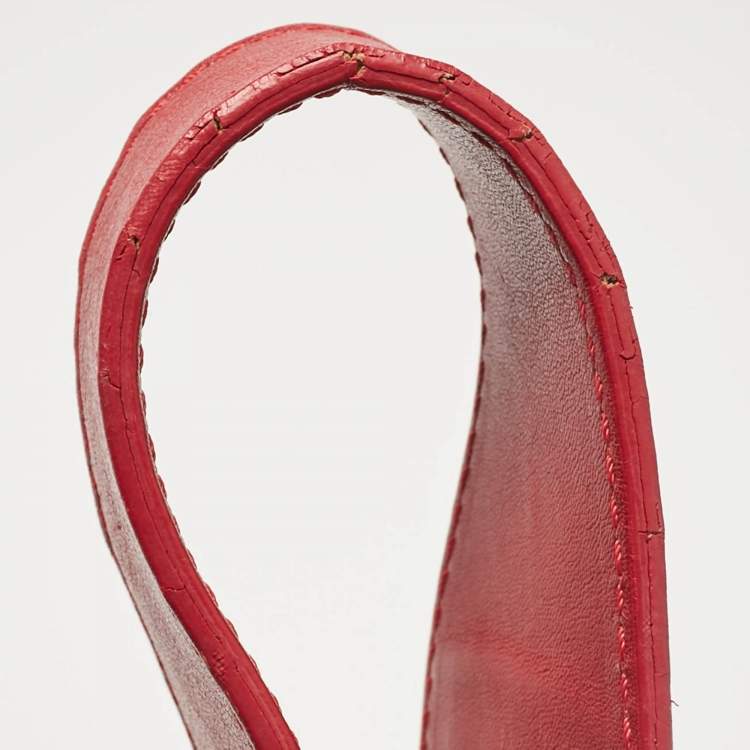 Pre Owned Burberry Red Suede and Leather Bucket Bag