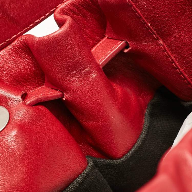 Pre Owned Burberry Red Suede and Leather Bucket Bag