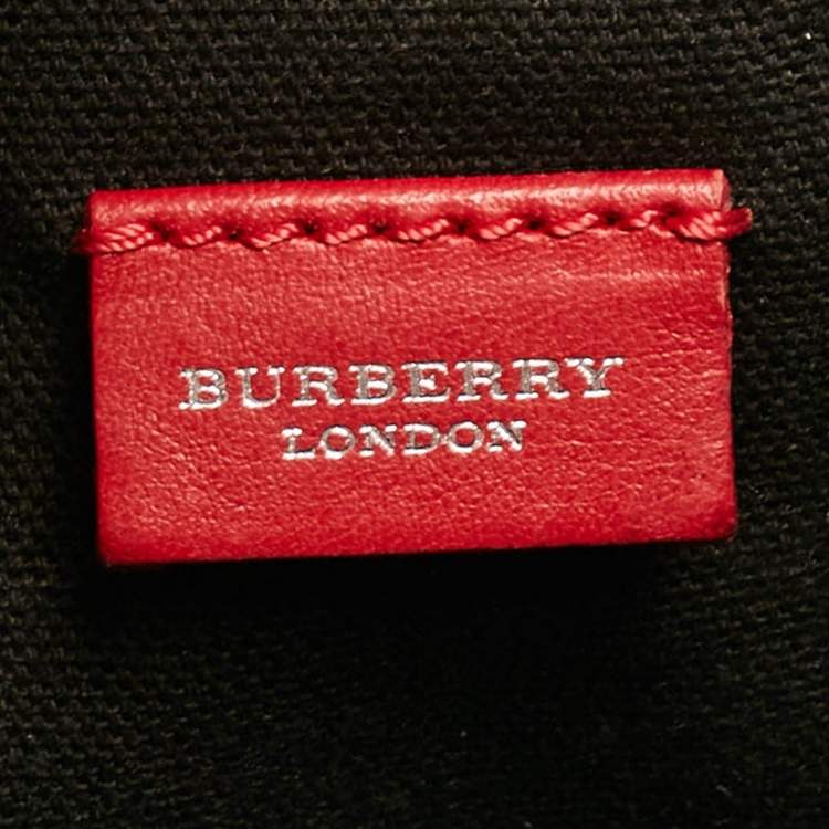 Pre Owned Burberry Red Suede and Leather Bucket Bag