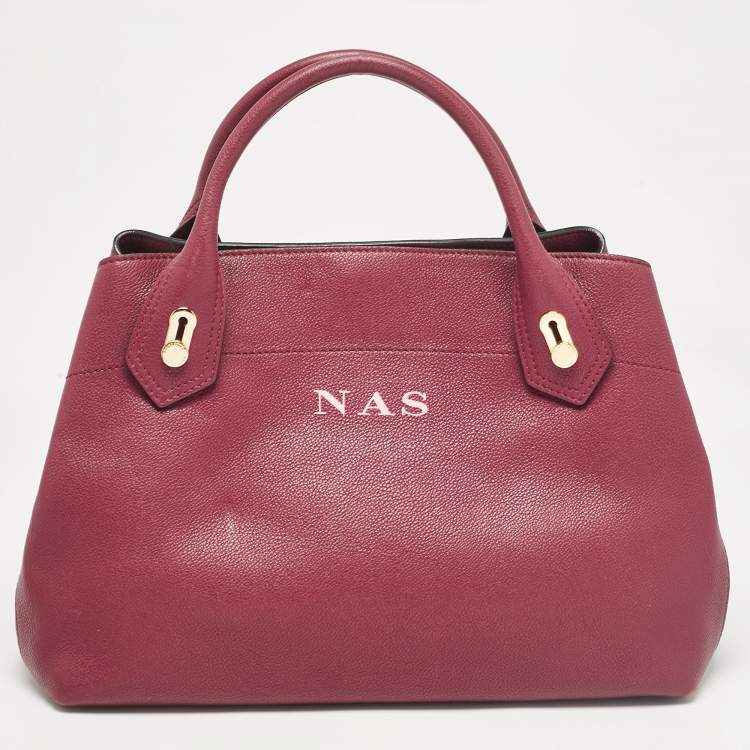 Pre Owned Burberry Burgundy Leather Medium Milton Satchel