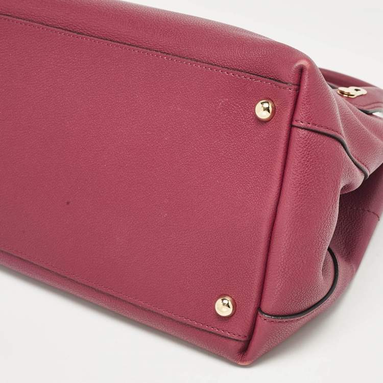 Pre Owned Burberry Burgundy Leather Medium Milton Satchel