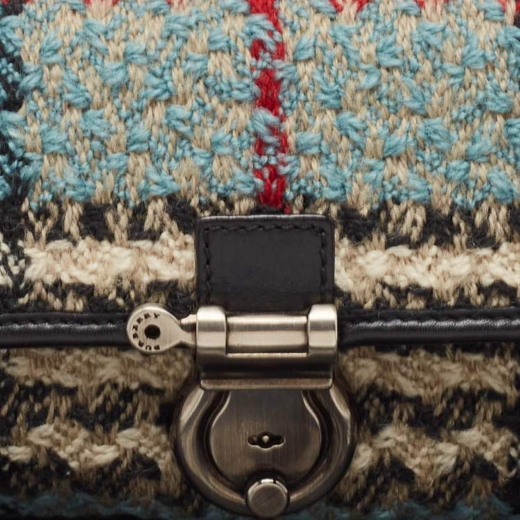 Pre Owned Burberry Multicolor Wool Nova Check Mastaire Wristlet Clutch