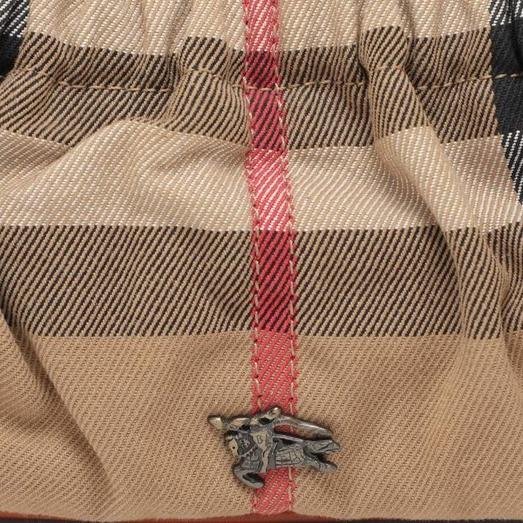Pre Owned Burberry Brown/Beige House Check Canvas and Leather Satchel