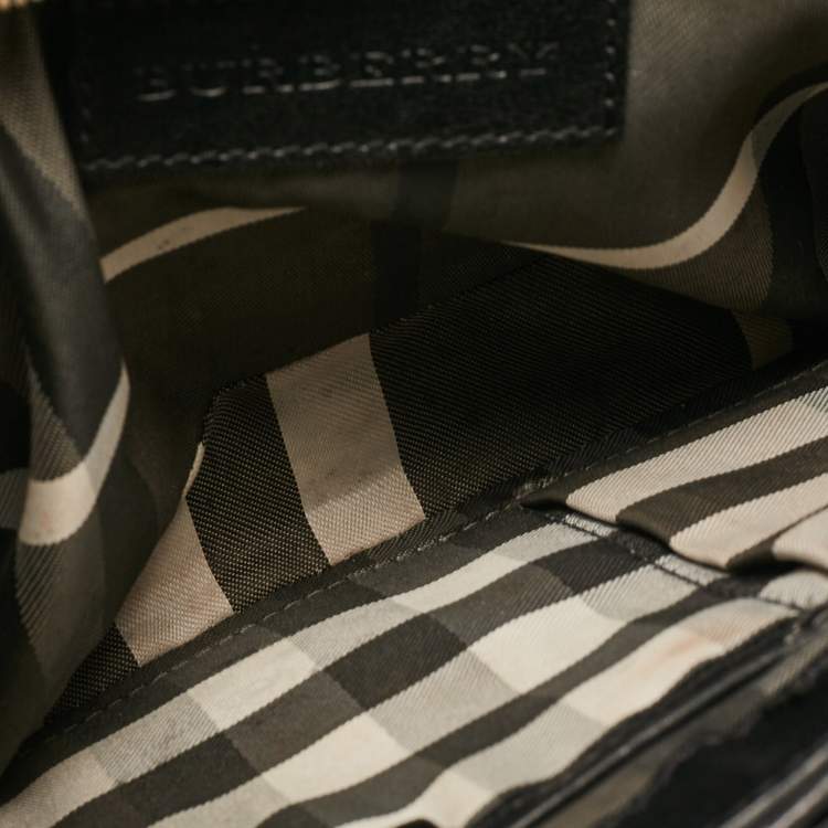 Pre Owned Burberry Black Leather Flap Shoulder Bag