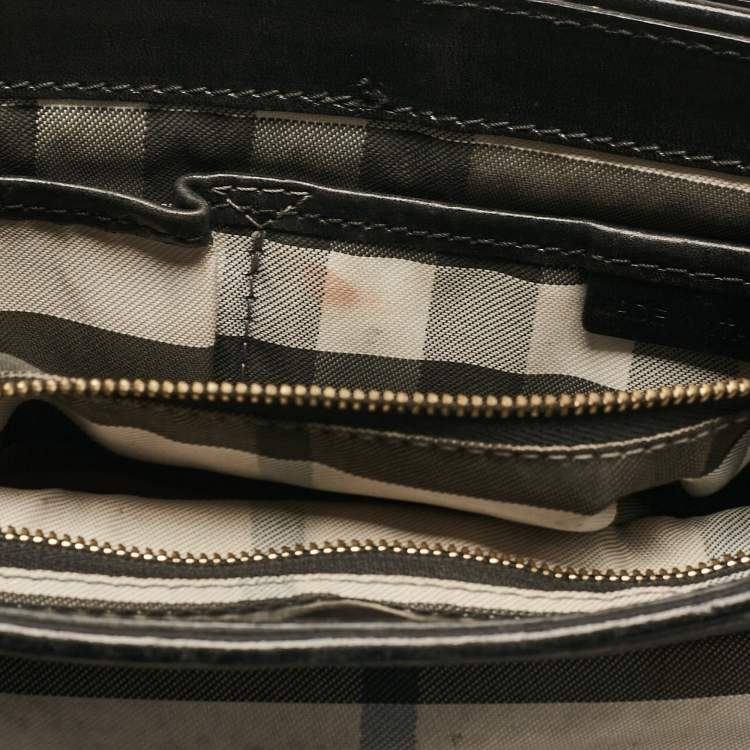 Pre Owned Burberry Black Leather Flap Shoulder Bag