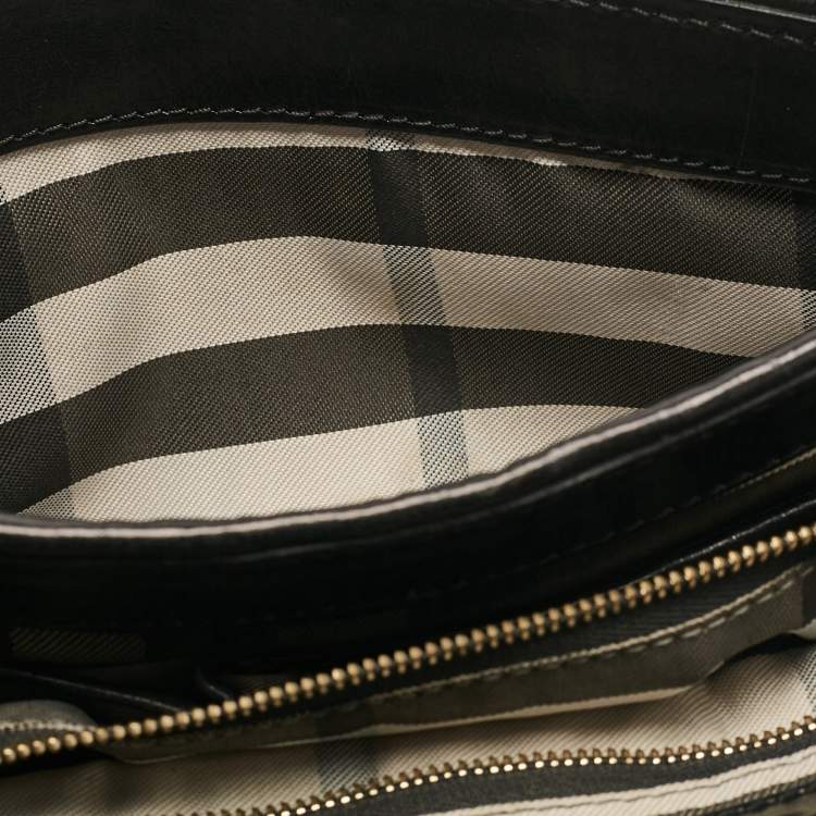 Pre Owned Burberry Black Leather Flap Shoulder Bag