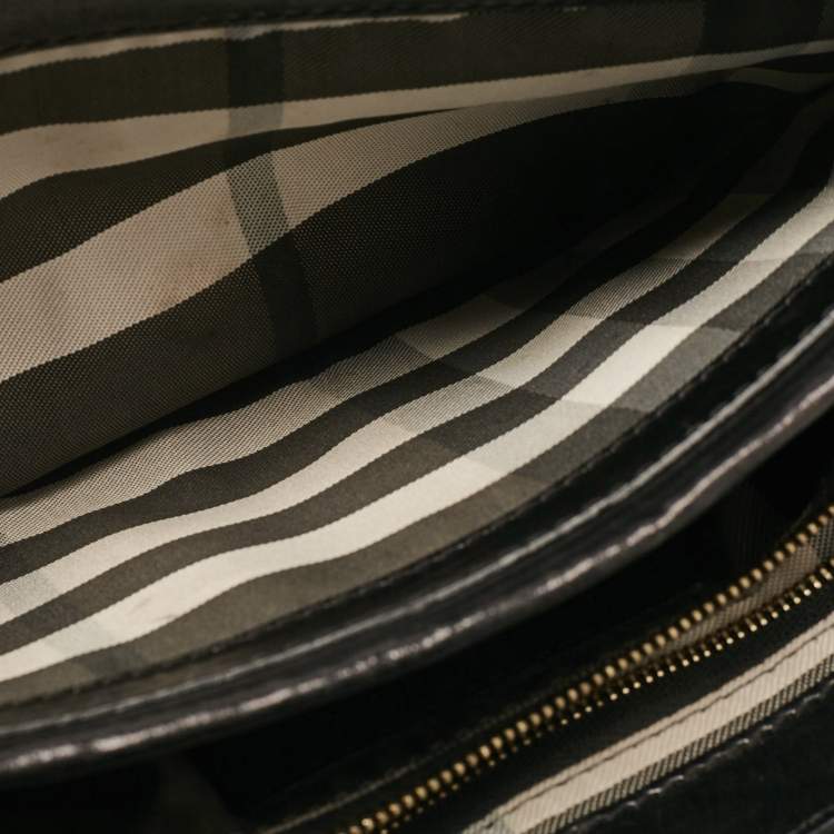 Pre Owned Burberry Black Leather Flap Shoulder Bag