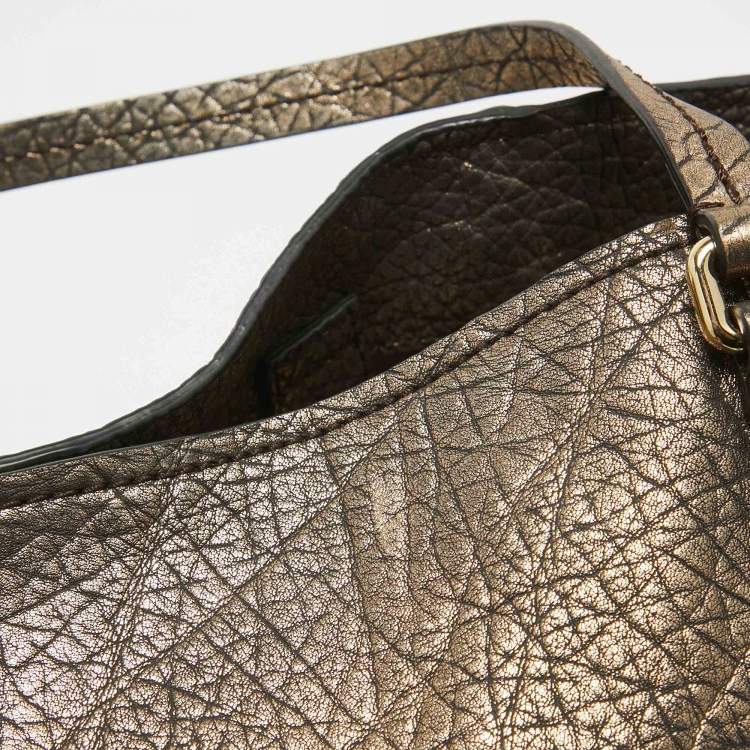 Pre Owned Burberry Metallic Leather Canterbury Tassel Tote