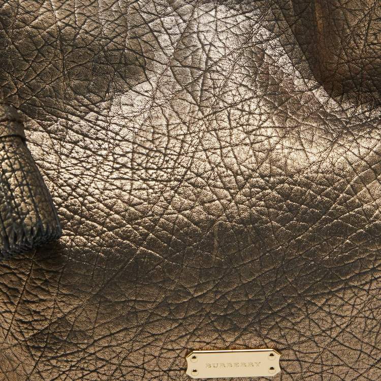 Pre Owned Burberry Metallic Leather Canterbury Tassel Tote