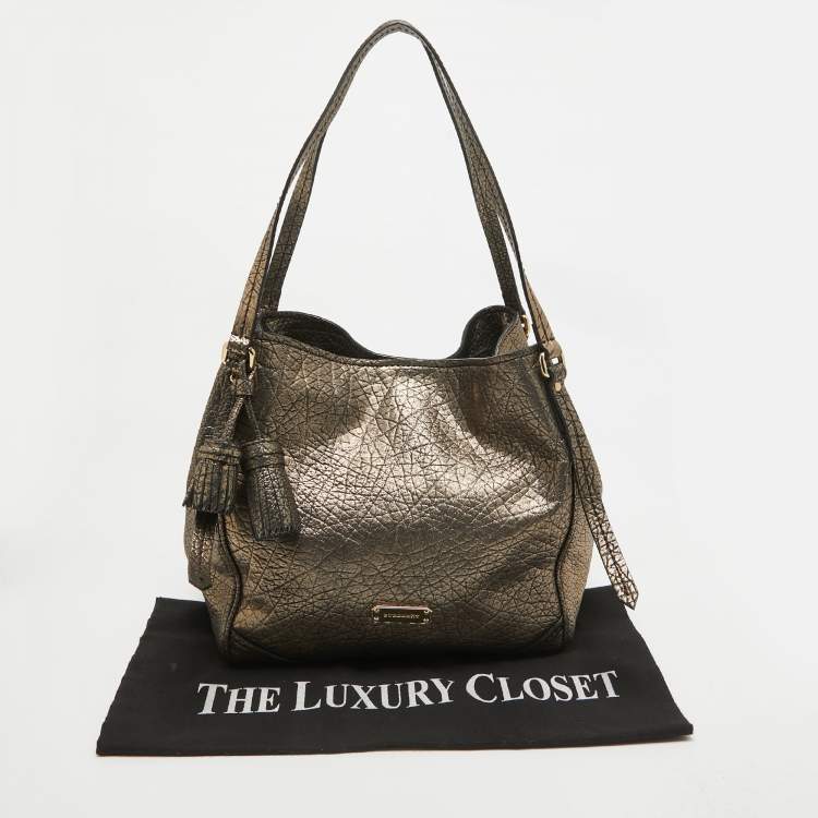 Pre Owned Burberry Metallic Leather Canterbury Tassel Tote