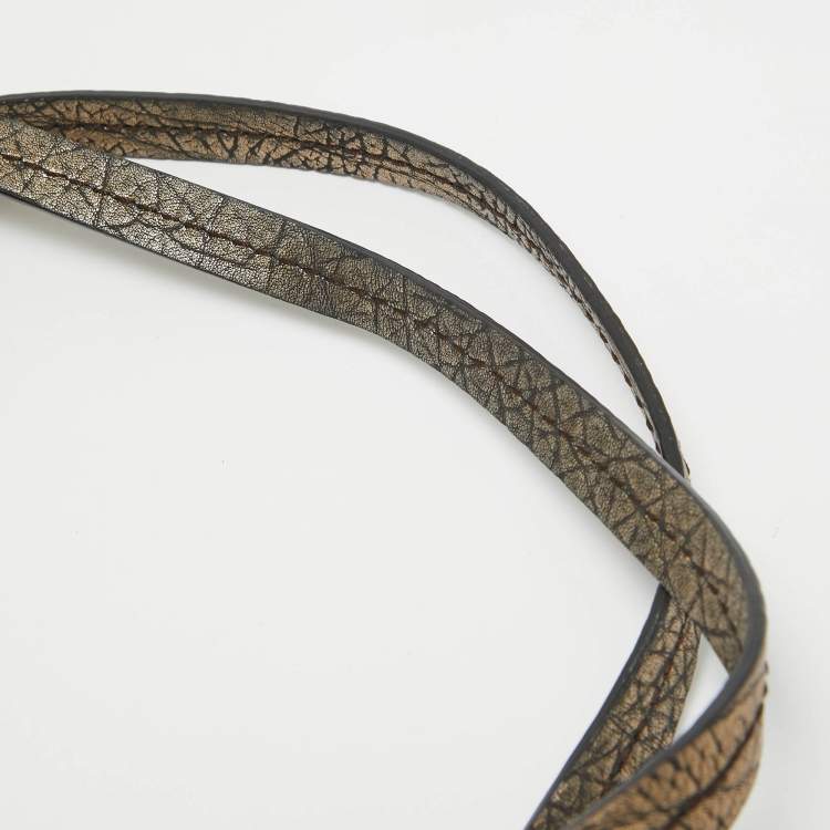 Pre Owned Burberry Metallic Leather Canterbury Tassel Tote