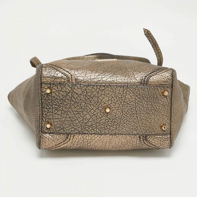 Pre Owned Burberry Metallic Leather Canterbury Tassel Tote