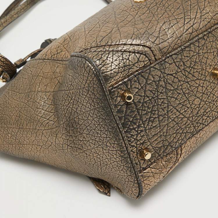 Pre Owned Burberry Metallic Leather Canterbury Tassel Tote