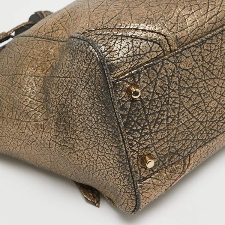 Pre Owned Burberry Metallic Leather Canterbury Tassel Tote