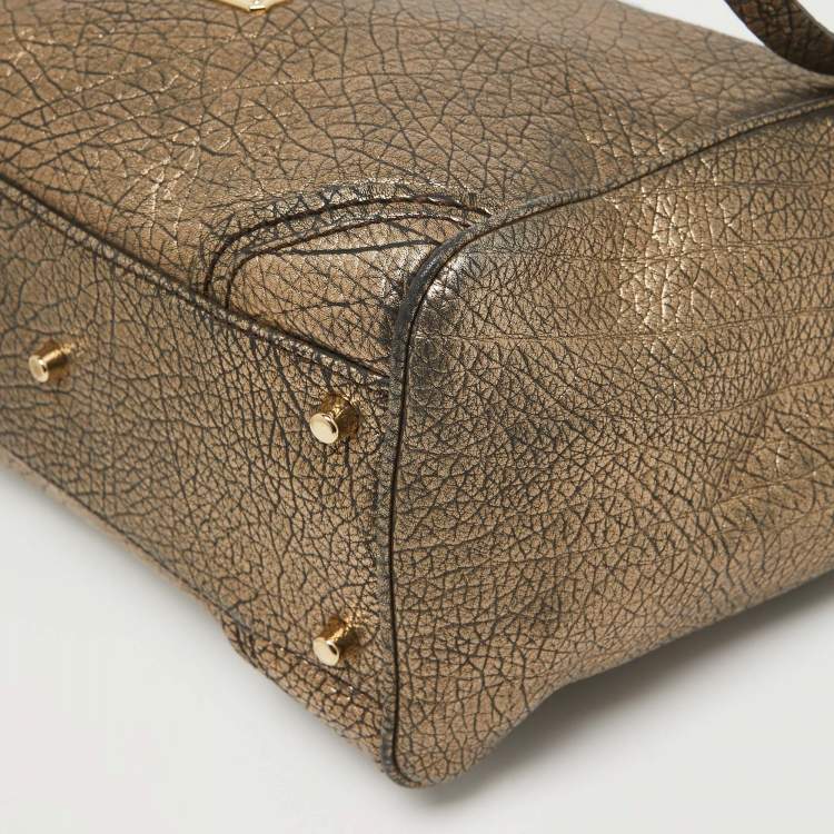 Pre Owned Burberry Metallic Leather Canterbury Tassel Tote