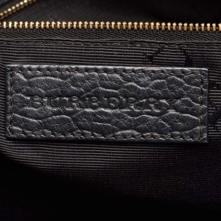 Pre Owned Burberry Black Check Embossed Leather Dewsbury Tote