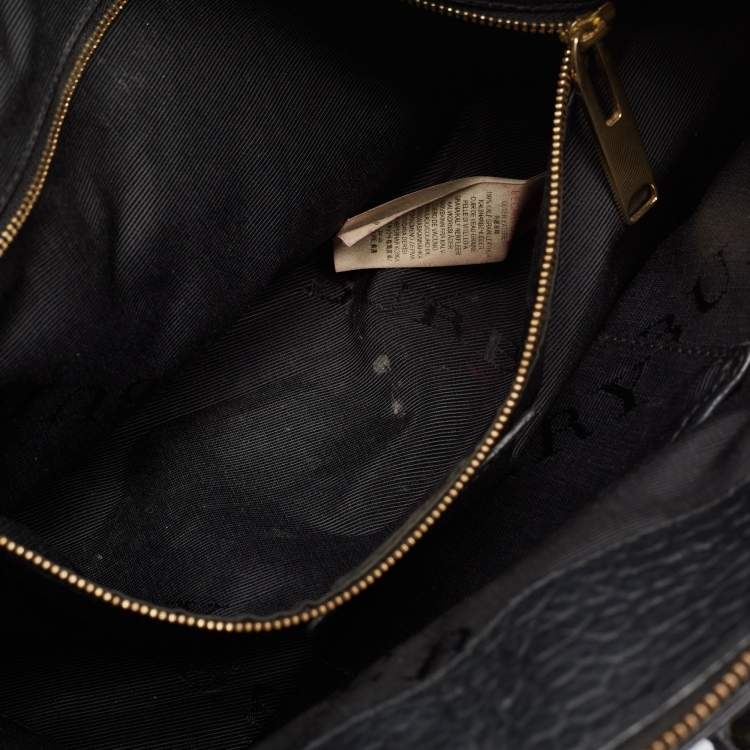 Pre Owned Burberry Black Check Embossed Leather Dewsbury Tote