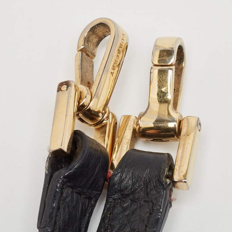 Pre Owned Burberry Black Check Embossed Leather Dewsbury Tote