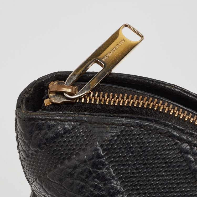 Pre Owned Burberry Black Check Embossed Leather Dewsbury Tote
