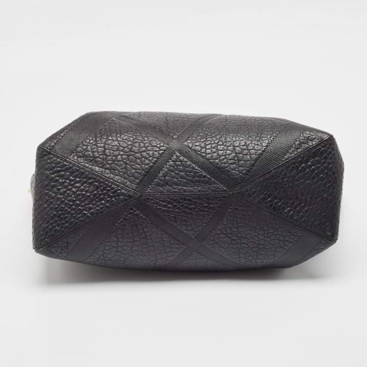 Pre Owned Burberry Black Check Embossed Leather Dewsbury Tote