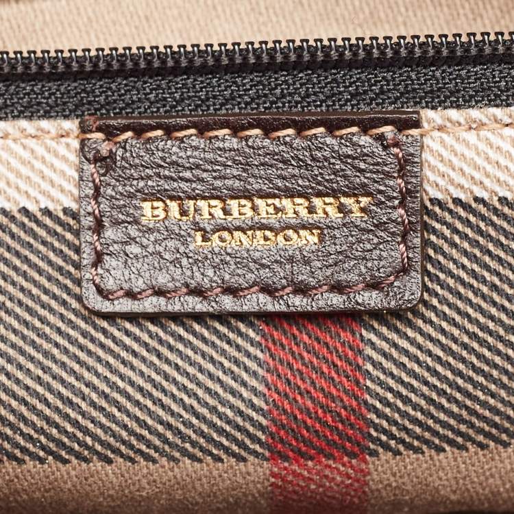 Pre Owned Burberry Choco Brown Leather Buckle Satchel