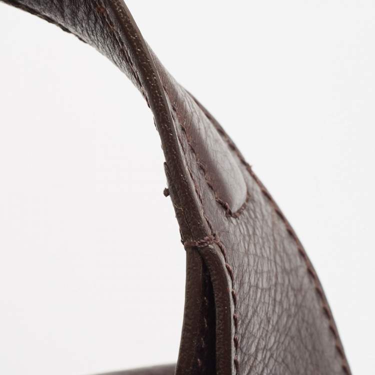 Pre Owned Burberry Choco Brown Leather Buckle Satchel