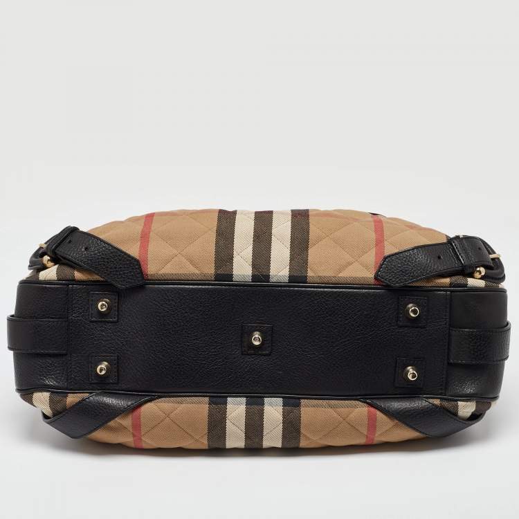 Pre Owned Burberry Black Quilted House Check Margaret Shoulder Bag