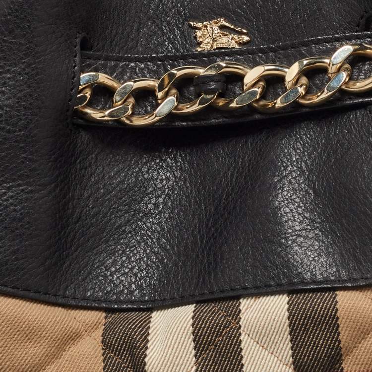 Pre Owned Burberry Black Quilted House Check Margaret Shoulder Bag