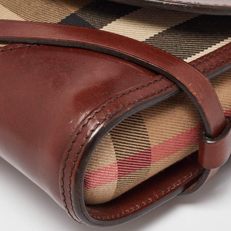 Pre Owned Burberry Brown/Beige Nova Check Canvas and Leather Abbott Shoulder Bag