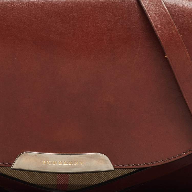 Pre Owned Burberry Brown/Beige Nova Check Canvas and Leather Abbott Shoulder Bag