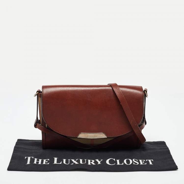 Pre Owned Burberry Brown/Beige Nova Check Canvas and Leather Abbott Shoulder Bag