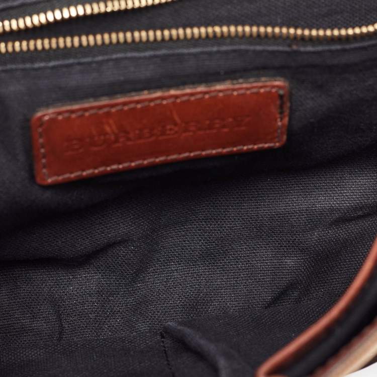 Pre Owned Burberry Brown/Beige Nova Check Canvas and Leather Abbott Shoulder Bag