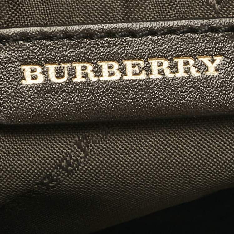 Pre Owned Burberry Beige Haymarket Check Coated Canvas Chain Pochette