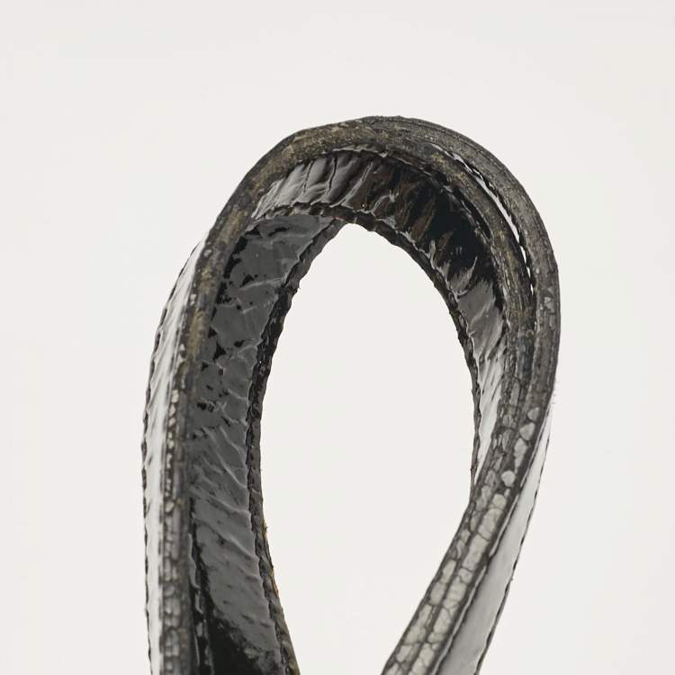 Pre Owned Burberry Black/Beige Supernova Check Coated Canvas and Patent Leather Large Nickie Tote