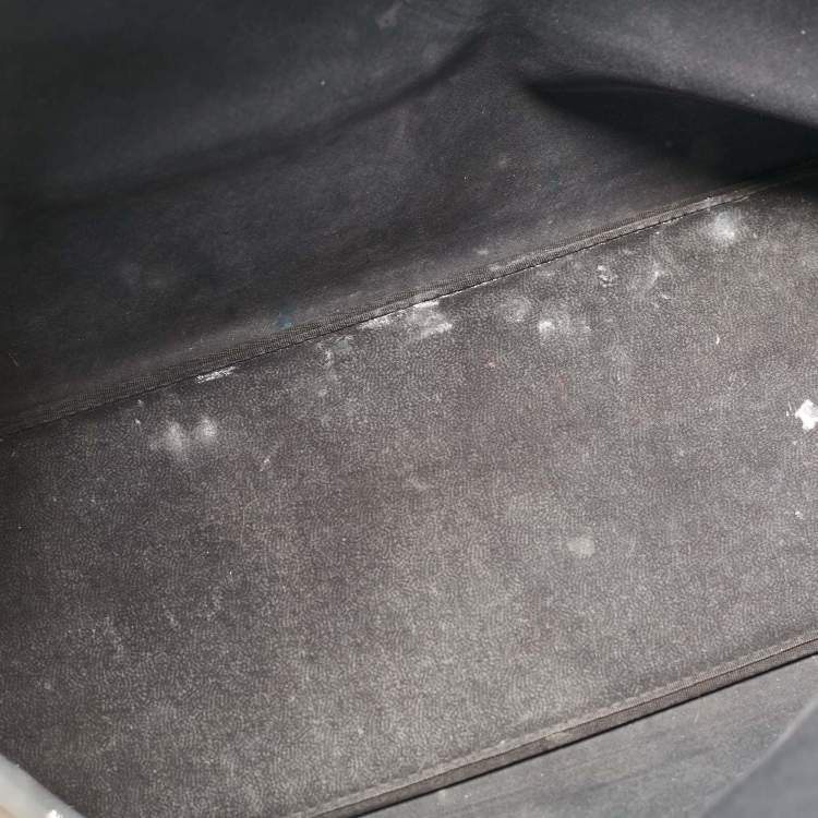 Pre Owned Burberry Black/Beige Supernova Check Coated Canvas and Patent Leather Large Nickie Tote