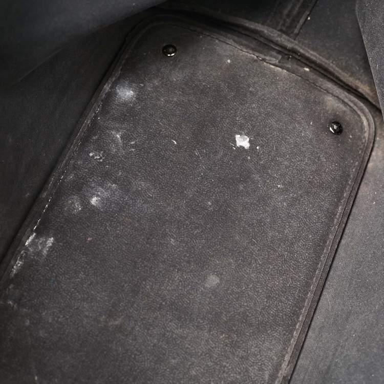 Pre Owned Burberry Black/Beige Supernova Check Coated Canvas and Patent Leather Large Nickie Tote